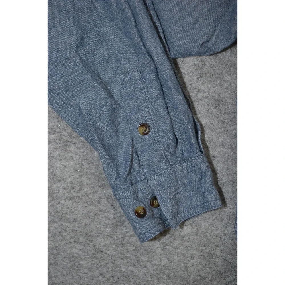 Vintage KEY Blue Denim Pearl‎ Snap Button Front Western Shirt Size XL Regular